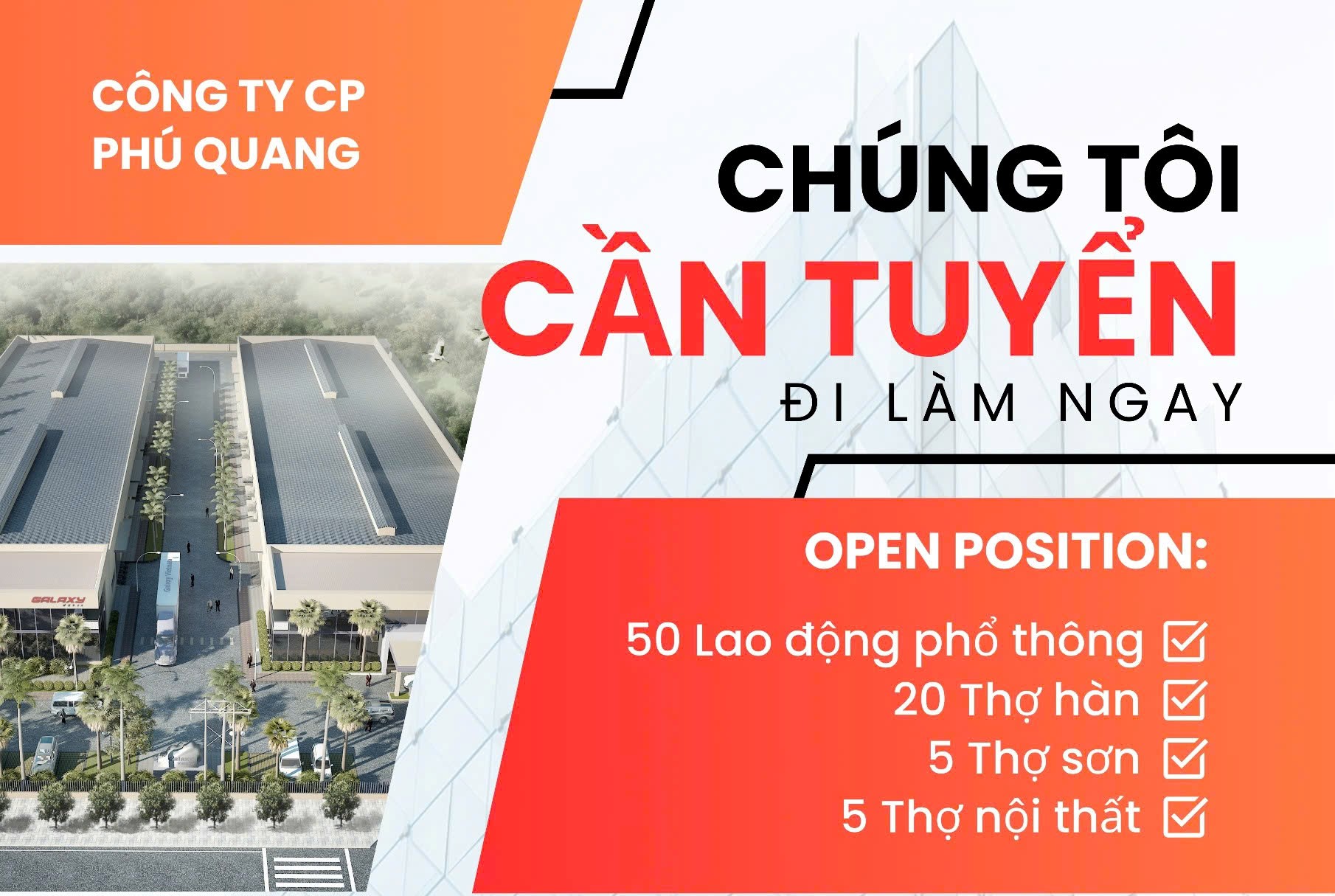 CÔNG TY CP PHÚ QUANG TUYỂN DỤNG - ĐI LÀM NGAY